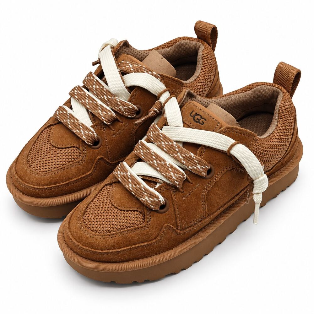 UGG Lo Lowmel Womens 8 Chestnut Suede Mesh Lace Up Low Top Sneakers 1168890 - Picture 2 of 7
